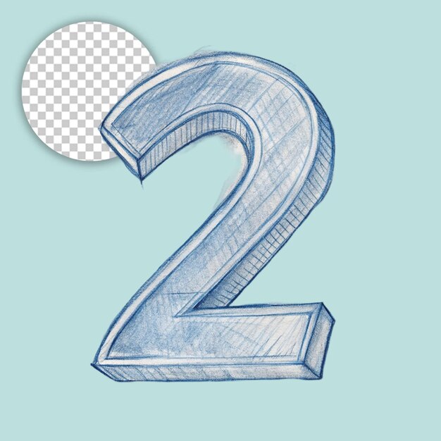 PSD number 2 on transparent background