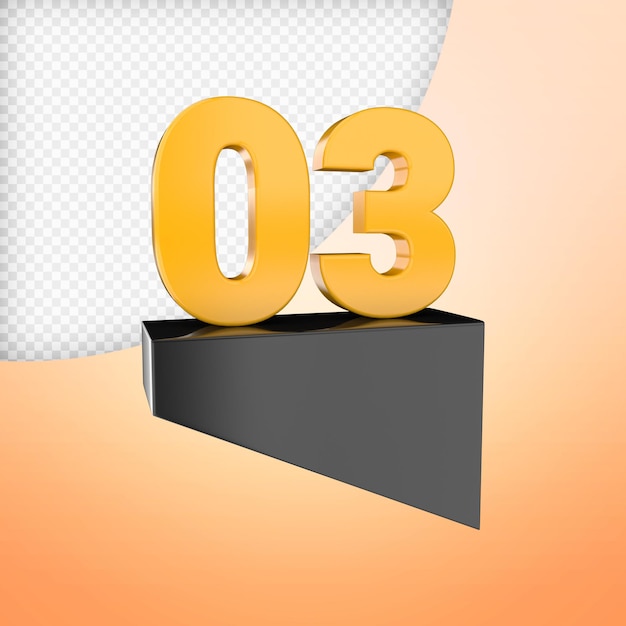 PSD number 3d render premium psd