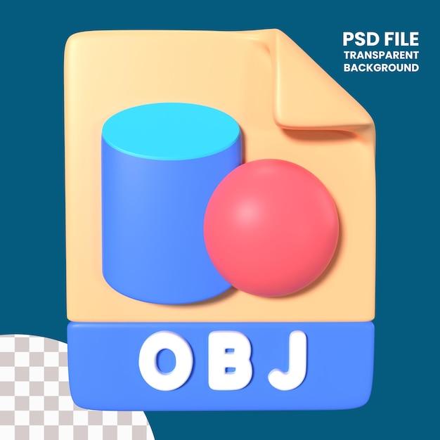 PSD obj file extension 3d illustration icon