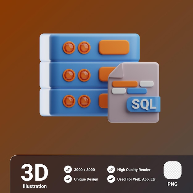 PSD object computer programming sql 3d illustration