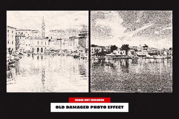 PSD old damaged photo effect for square