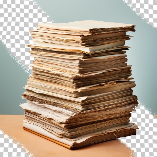 PSD old papers stacked with a transparent background and clipping path