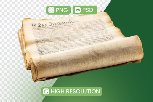 PSD old scroll contains ancient text with history theme and education theme
