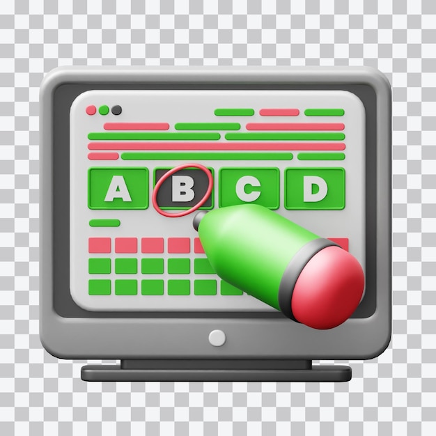 PSD online exam 3d illustration
