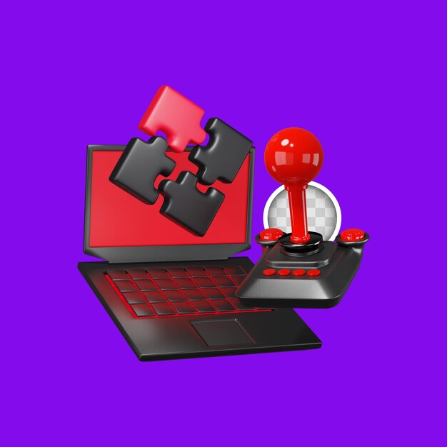 PSD online video game objects 3d illustration