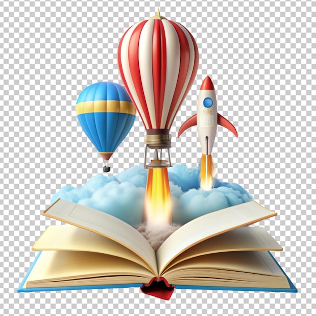 PSD open book with air balloon rocket