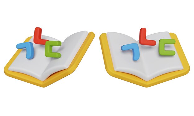 PSD open korean textbook 3d icon
