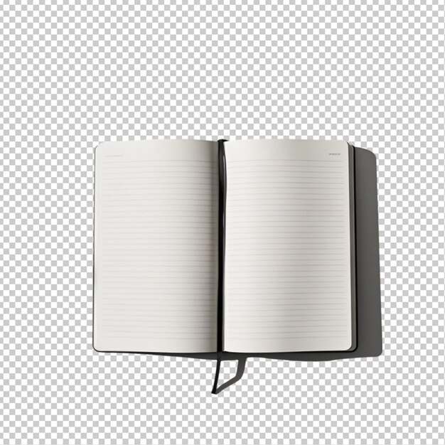 PSD open notebook with blank page transparent background