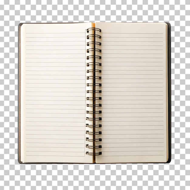 PSD open notebook with blank pages on transparent background