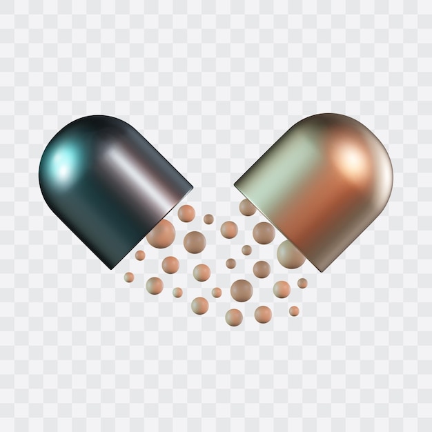 PSD open pill 3d icon