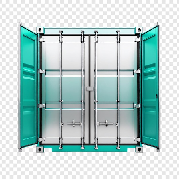 PSD open teal shipping container illustration