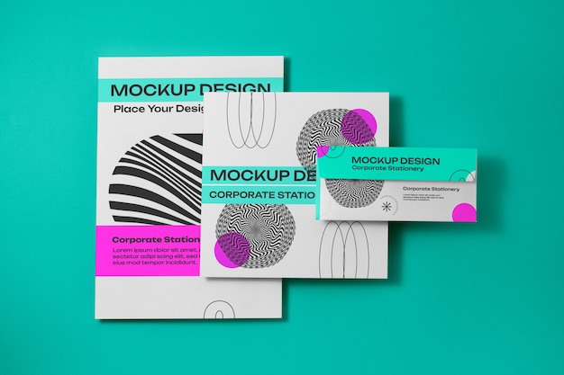 PSD optical print stationery mockup