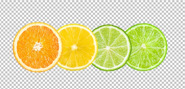 PSD orange lemon lime bergamot isolated on alpha layer