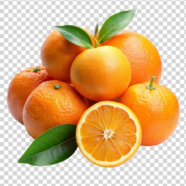 PSD oranges and a slice of orange on transparent background