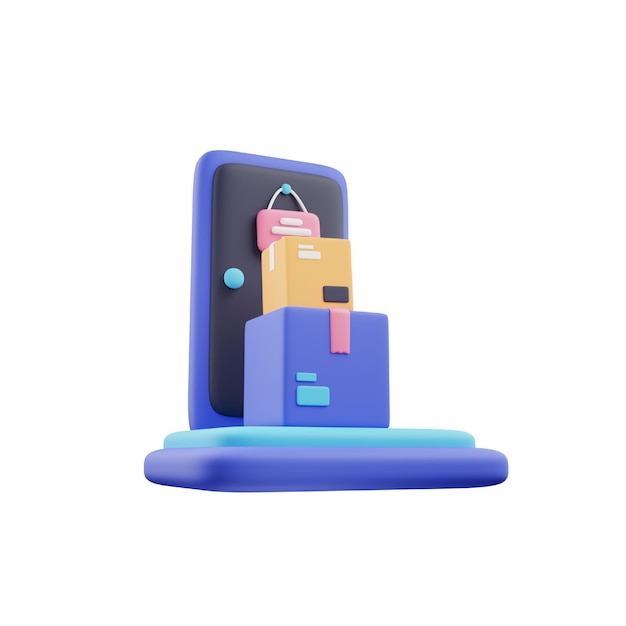 PSD packaging box 3d icon for delivery