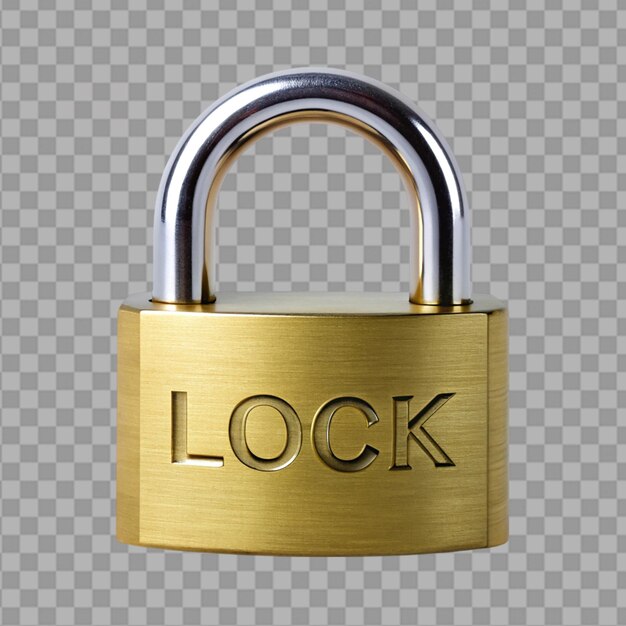PSD a pad lock with the word lock on it on transparent background