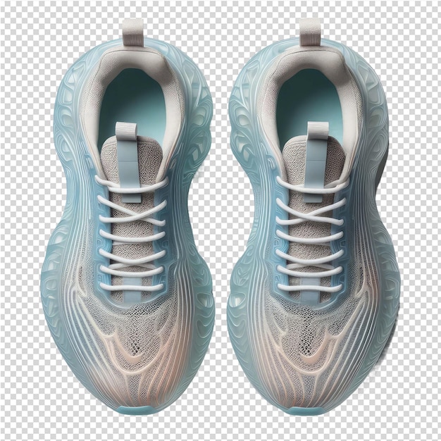 PSD a pair of blue and silver sneakers with a silver design