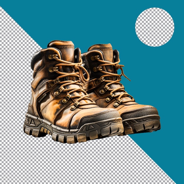 PSD a pair of brown boots with a white circle around the bottom