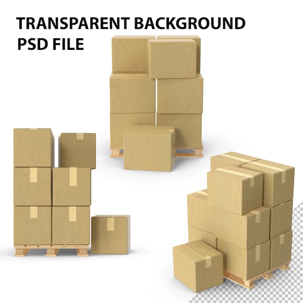 PSD pallet with boxes png