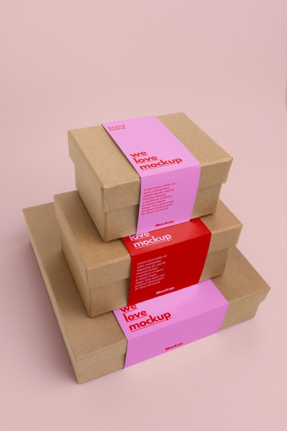 PSD paper belts boxes mockup design