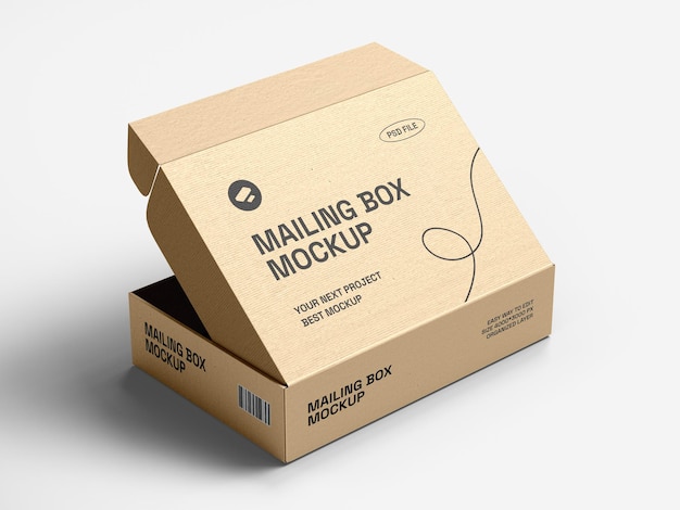 PSD paper mailing box branding mockup