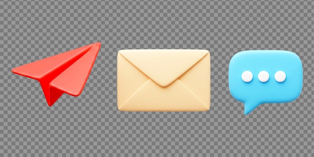 PSD a paper plane envelope and speech bubble on a transparent background image