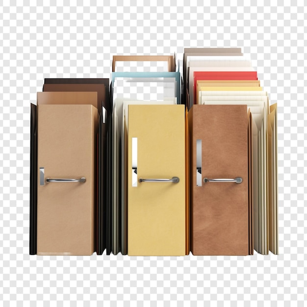 PSD papers organized in separate folders isolated on transparent background