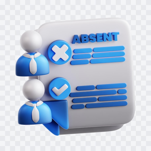 PSD participant absent 3d illustration