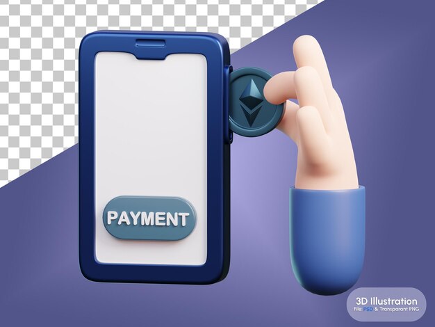 PSD payment of cryptocurrency ethereum 3d illustration