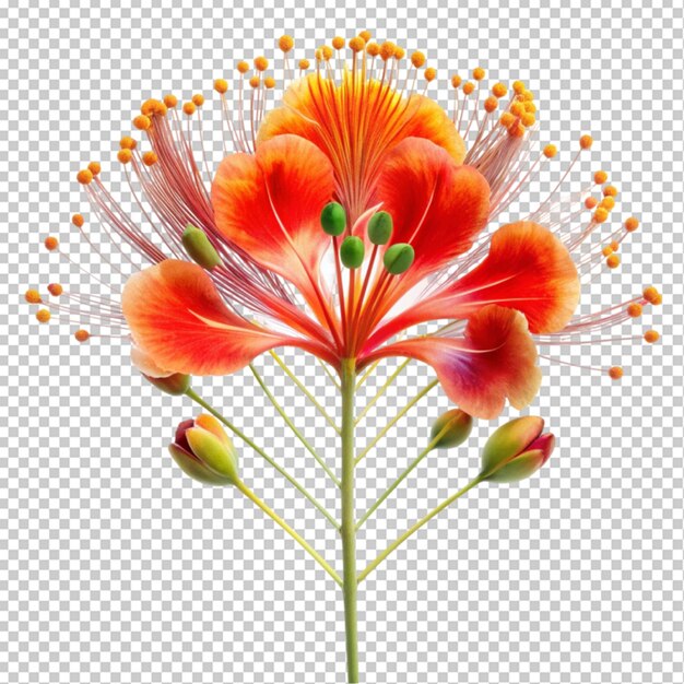 PSD peacock flower on transparent background