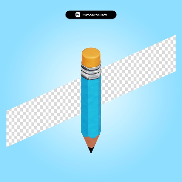 PSD pencil 3d render illustration isolated