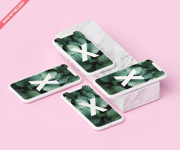 PSD phone mockup with marble