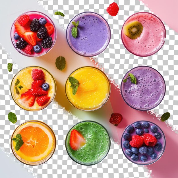 PSD a picture of different colored fruit and veggies on a checkered table