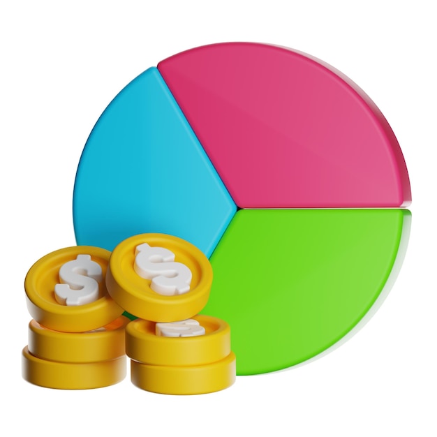 PSD pie chart with coin stack