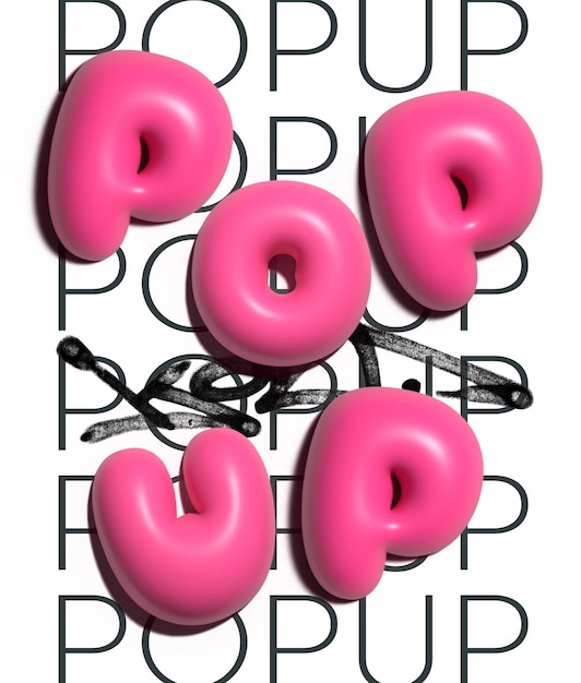 PSD pink 3d poster modern style text bubble template design