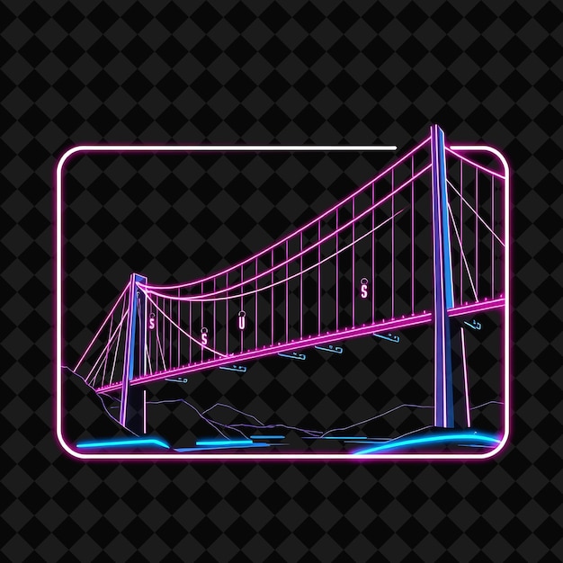 PSD a pink bridge with a blue light on it