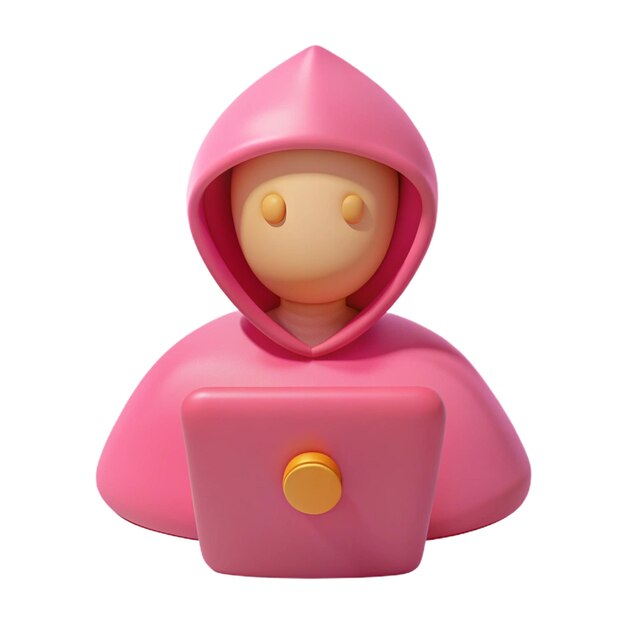 PSD a pink figurine with a button on the front