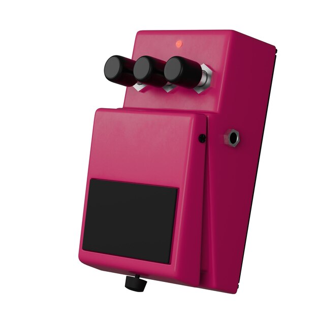 PSD pink guitar effect pedal - stompbox with knobs and led