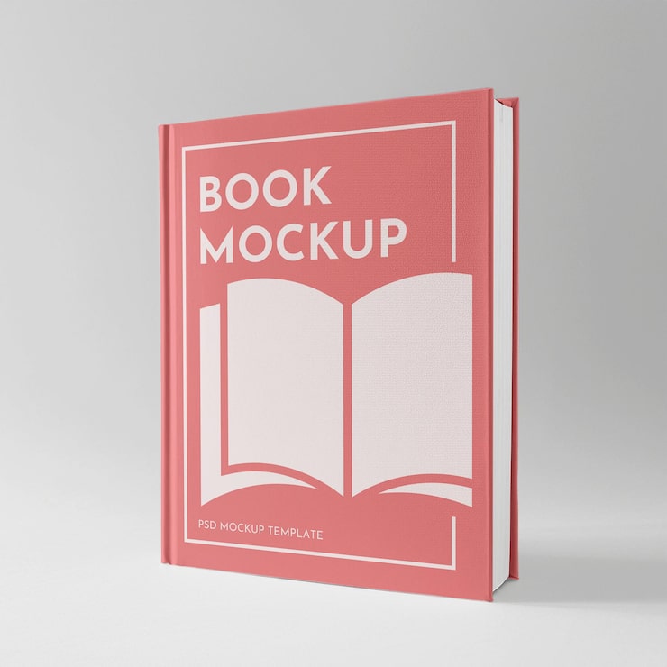 PSD pink hardcover book mockup template