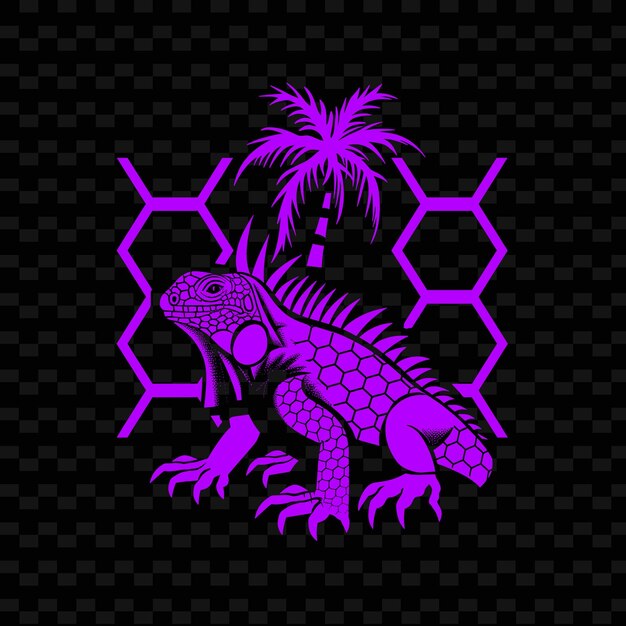 PSD a pink lizard with a palm tree in the background