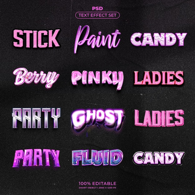 PSD pink  purple text effects