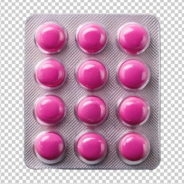 PSD pink tablets in blister packaging displayed on transparent background