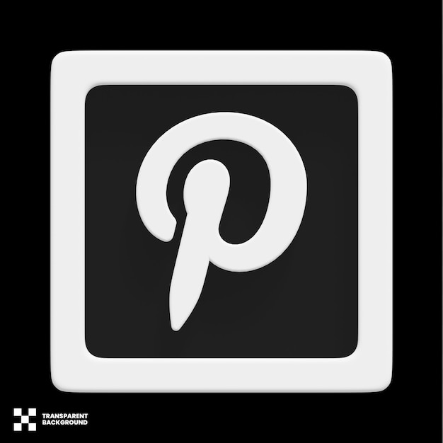 PSD piterest social media icon 3d