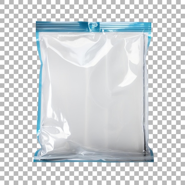 PSD plastic bag packaging on transparent background