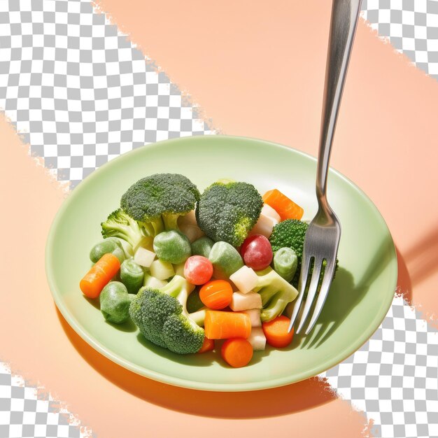 PSD plate with frozen vegetables and fork