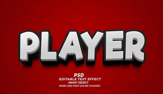 PSD player 3d editable text effect photoshop psd template