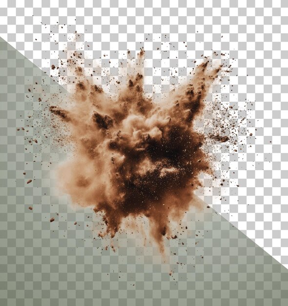 PSD png brown powder explosion creates a dynamic cloud