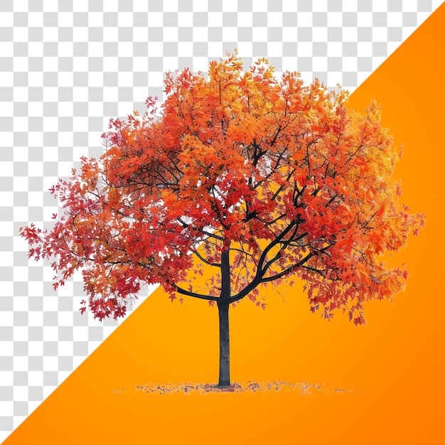 PSD png vibrant autumn tree in solitude