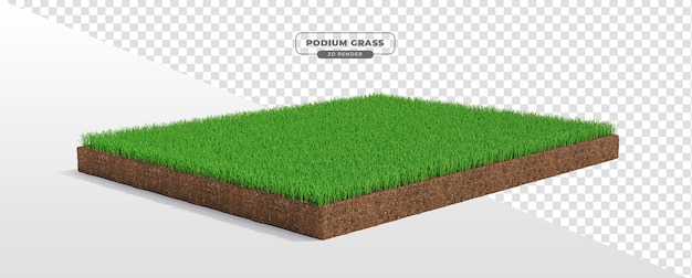 PSD podium with grass in 3d realistic render