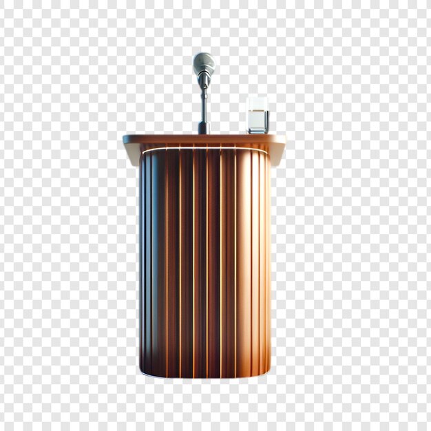 PSD podium with microphone isolated on transparent background